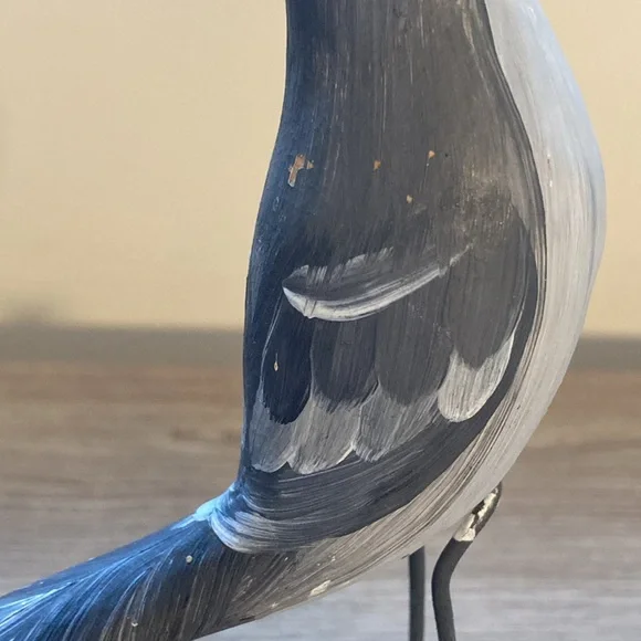 Sculpture cat Bird Figurine on Driftwood hand painted